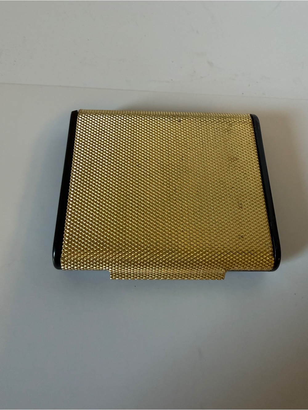 Vintage Revlon 1960s Love Pat Gold Tone Basketweave Powder Compact